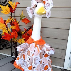 Fall Goose Outfit: Handmade Cotton Pumpkins, Leaves & Acorns - Fits 23-25&quot; Lawn Goose