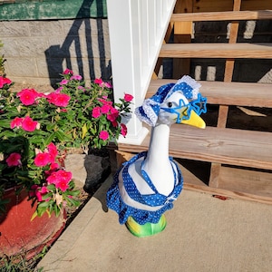 Bikini Goose Outfit - Very Fashionable Blue Polka Dot Porch Goose Bikini - Fits 23 to 25 inch Plastic or Cement Lawn Goose - Handmade by Me