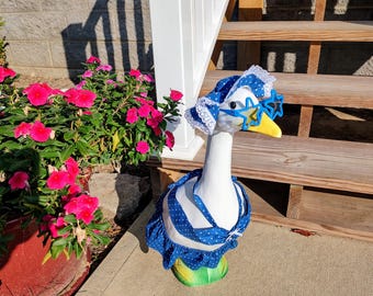 Bikini Goose Outfit - Very Fashionable Blue Polka Dot Porch Goose Bikini - Fits 23 to 25 inch Plastic or Cement Lawn Goose - Handmade by Me