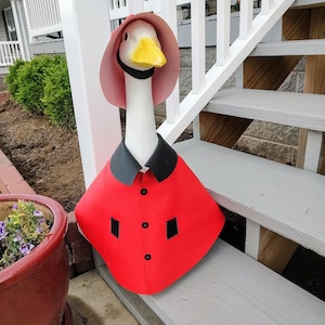 Handmade Red Vinyl Raincoat for 23-25&quot; Porch Goose - Seafarer Hat