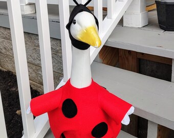 Red Ladybug Outfit for Yard Goose - Fits 23-25 inch Goose
