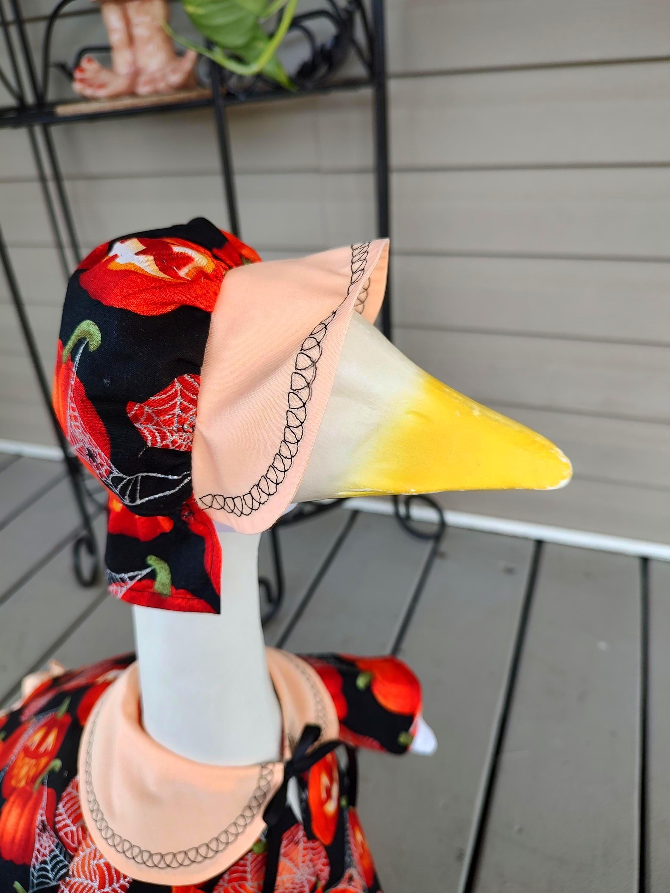 Halloween Goose Outfit -It's surely "One of a Kind" Porch Goose Outfit with Brightly Lighted Pumpkins, Spider and Webs -Fits 23 to 25" Goose