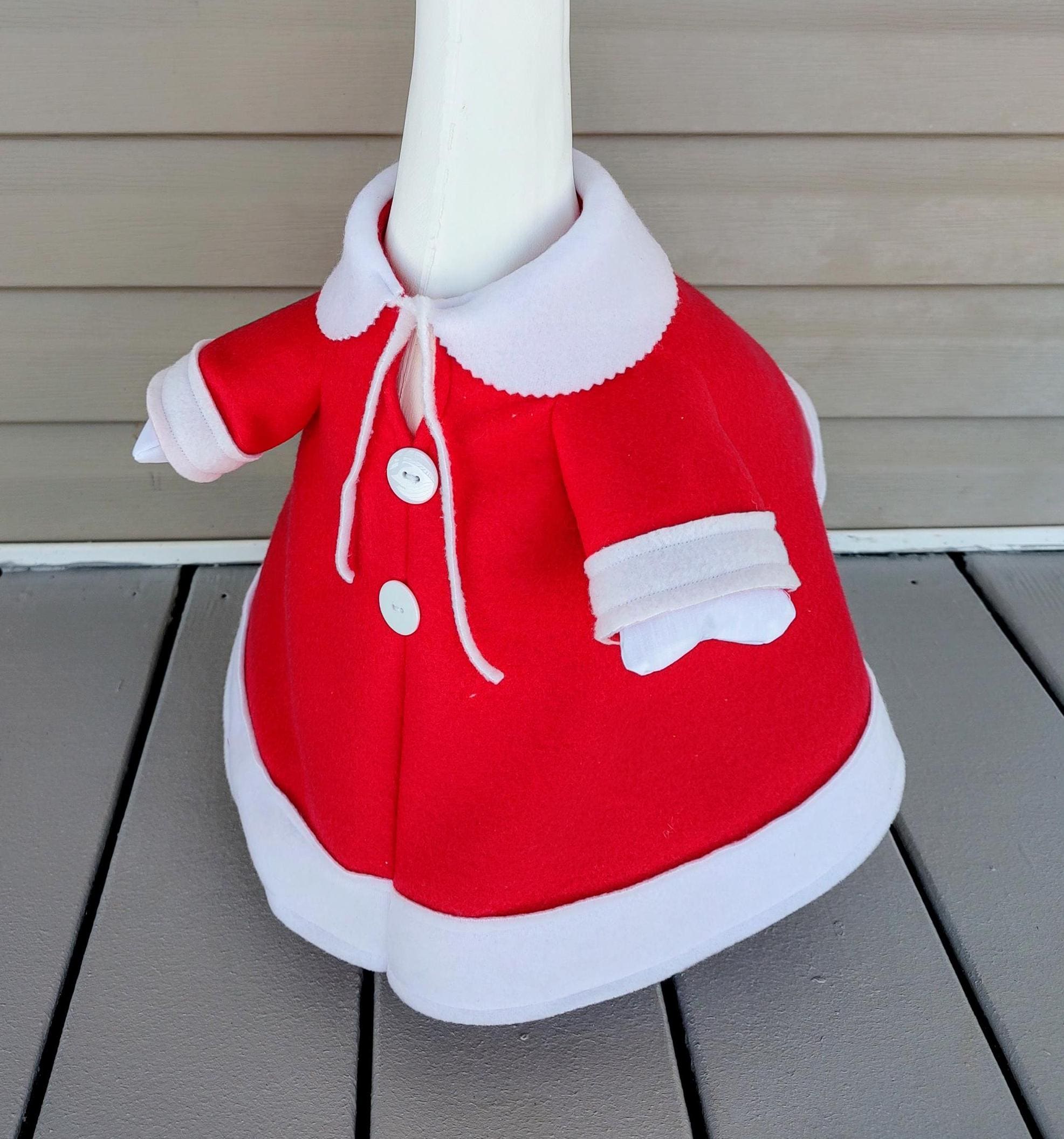 Mrs Santa Clause Goose Outfit - A Great Gift - A perfect compliment to Santa Clause -  Fits 23 to 25 inch Plastic or Cement Porch Goose