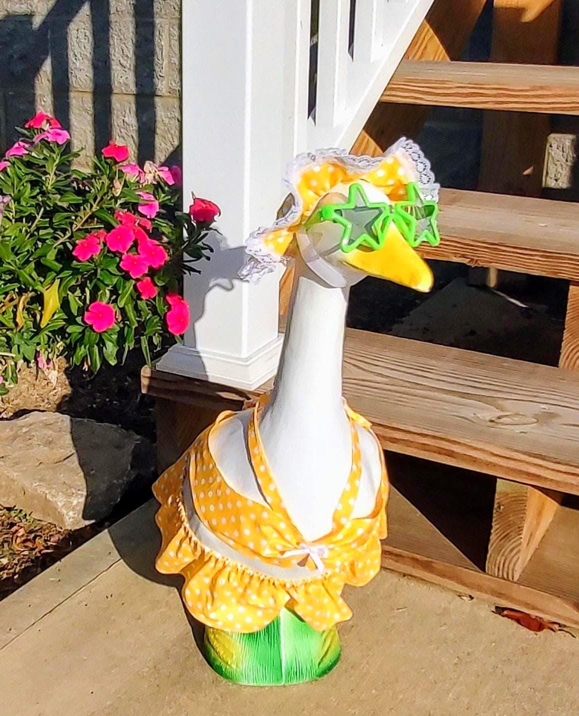 Porch Goose Outfit - Yellow Polka Dot Bikini Goose Outfit - Fits 23 to 25 inch Plastic andCement Yard Goose - Handmade by Me