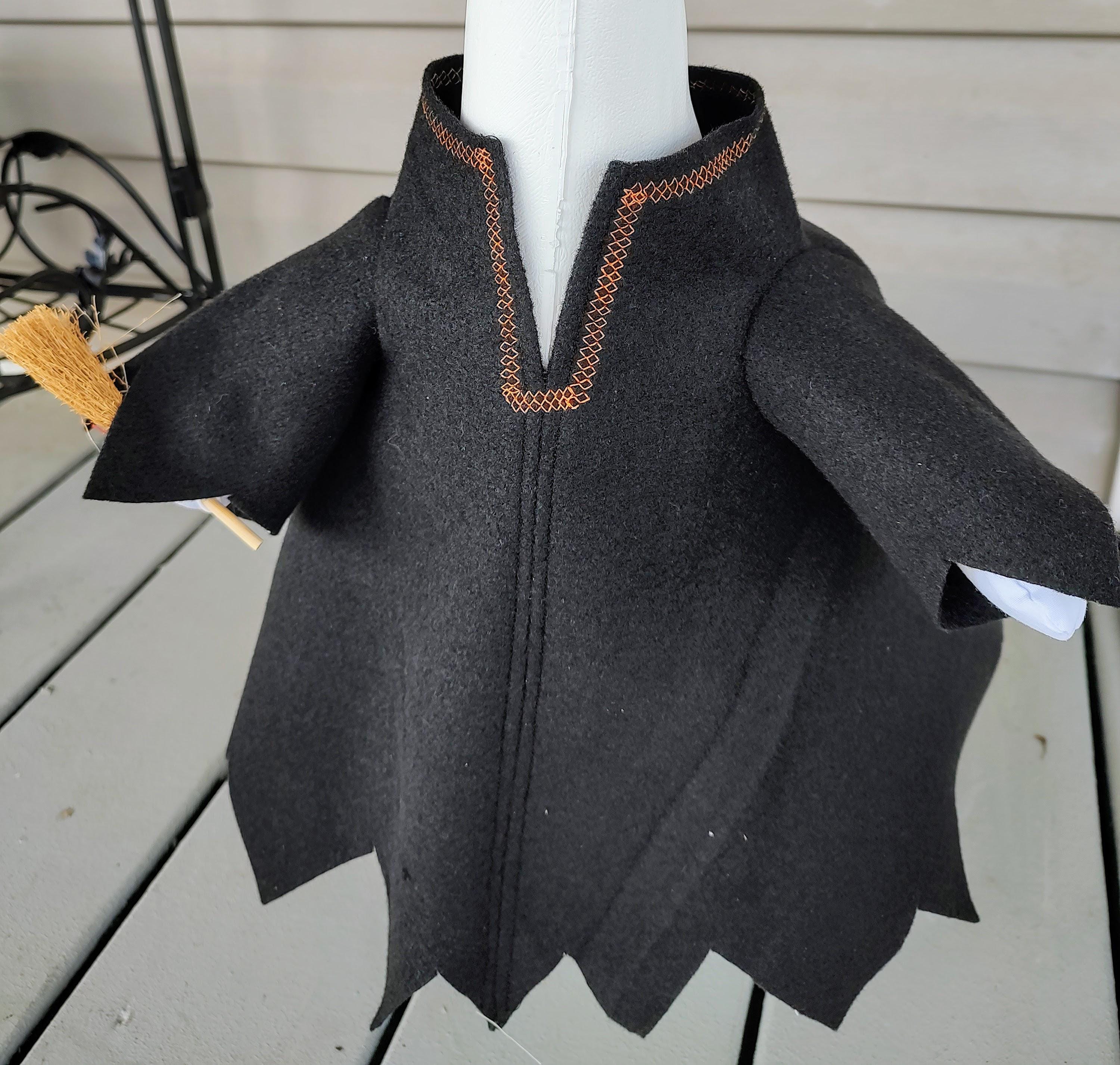 Porch Goose Clothes - A Real Witch Outfit "with Broom" in Black Felt for 23 to 25 inch Plastic or Concrete Lawn Goose - Handmade by Me