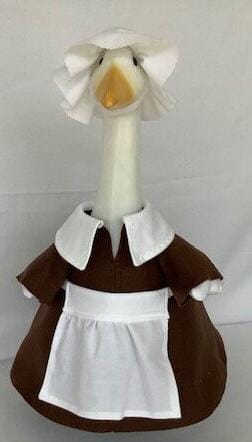 Goose Outfit - Fall Sarah Pilgrim Lawn Goose Clothes - Thanksgiving Goose Outfit - Fits 23"to 25" Plastic/Cement Porch Goose, Handmade by Me