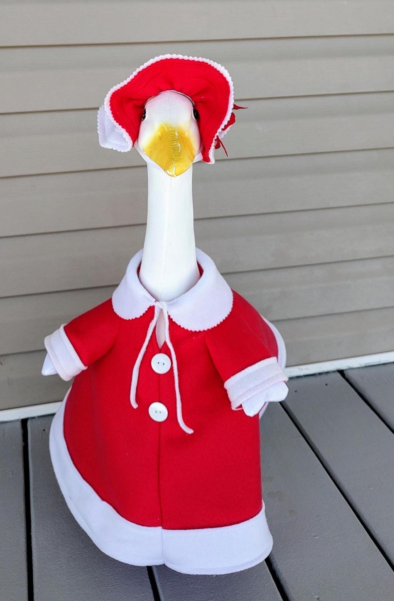 Mrs Santa Clause Goose Outfit - A Great Gift - A perfect compliment to Santa Clause -  Fits 23 to 25 inch Plastic or Cement Porch Goose