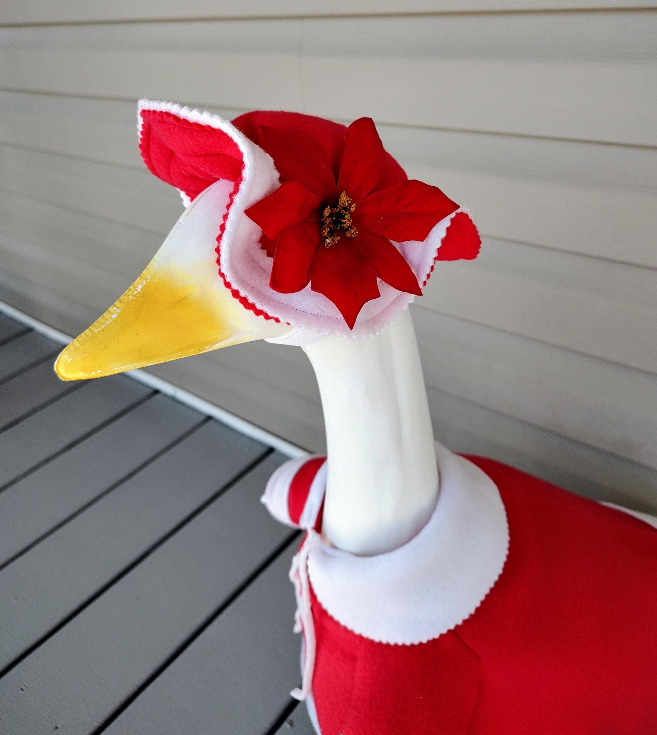 Mrs Santa Clause Goose Outfit - A Great Gift - A perfect compliment to Santa Clause -  Fits 23 to 25 inch Plastic or Cement Porch Goose