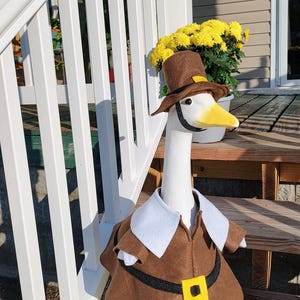 Porch Goose Clothes - Fall Thanksgiving Pilgrim Gentleman Goose Outfit - Fits 23 to 25 inch Plastic or Cement Lawn Goose - Handmade by Me