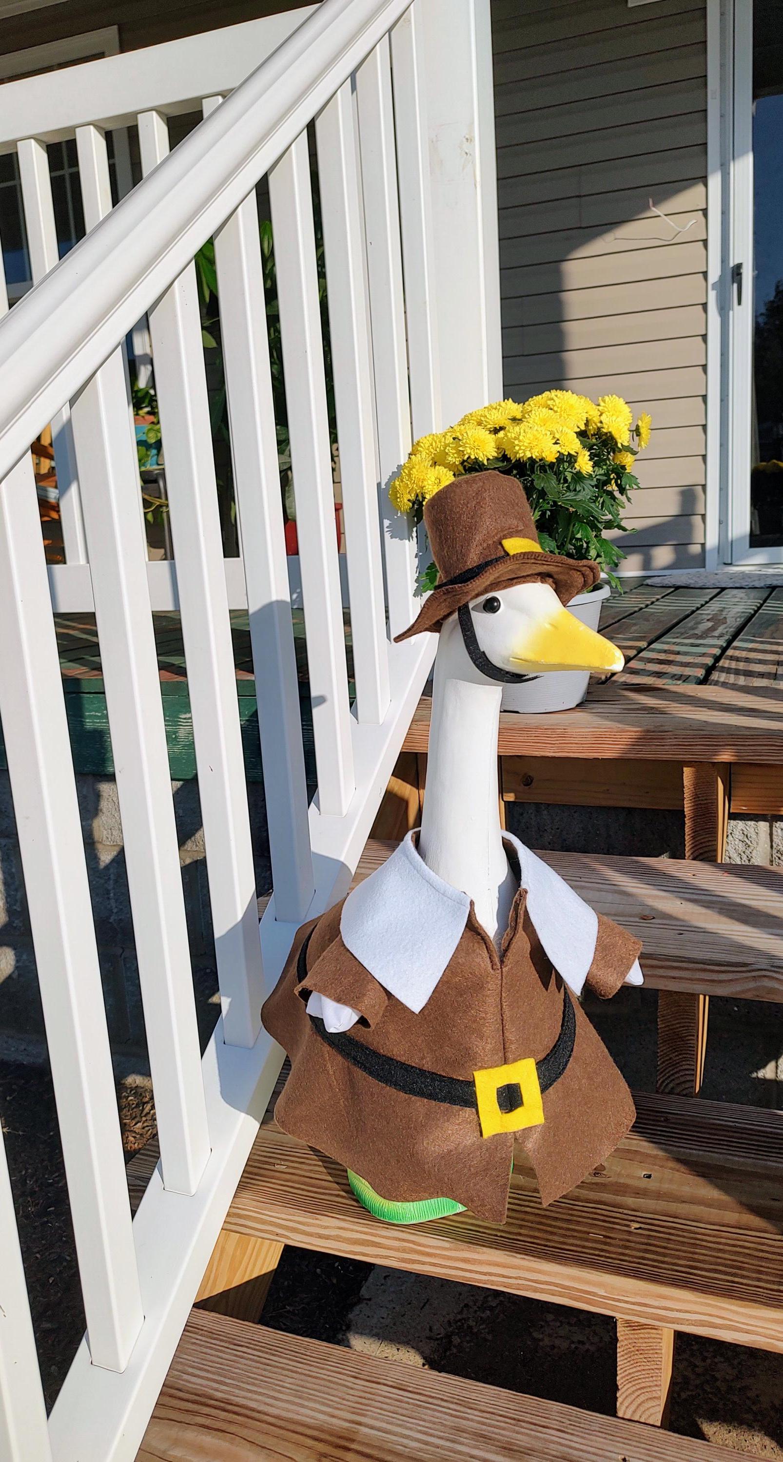 Porch Goose Clothes - Fall Thanksgiving Pilgrim Gentleman Goose Outfit - Fits 23 to 25 inch Plastic or Cement Lawn Goose - Handmade by Me