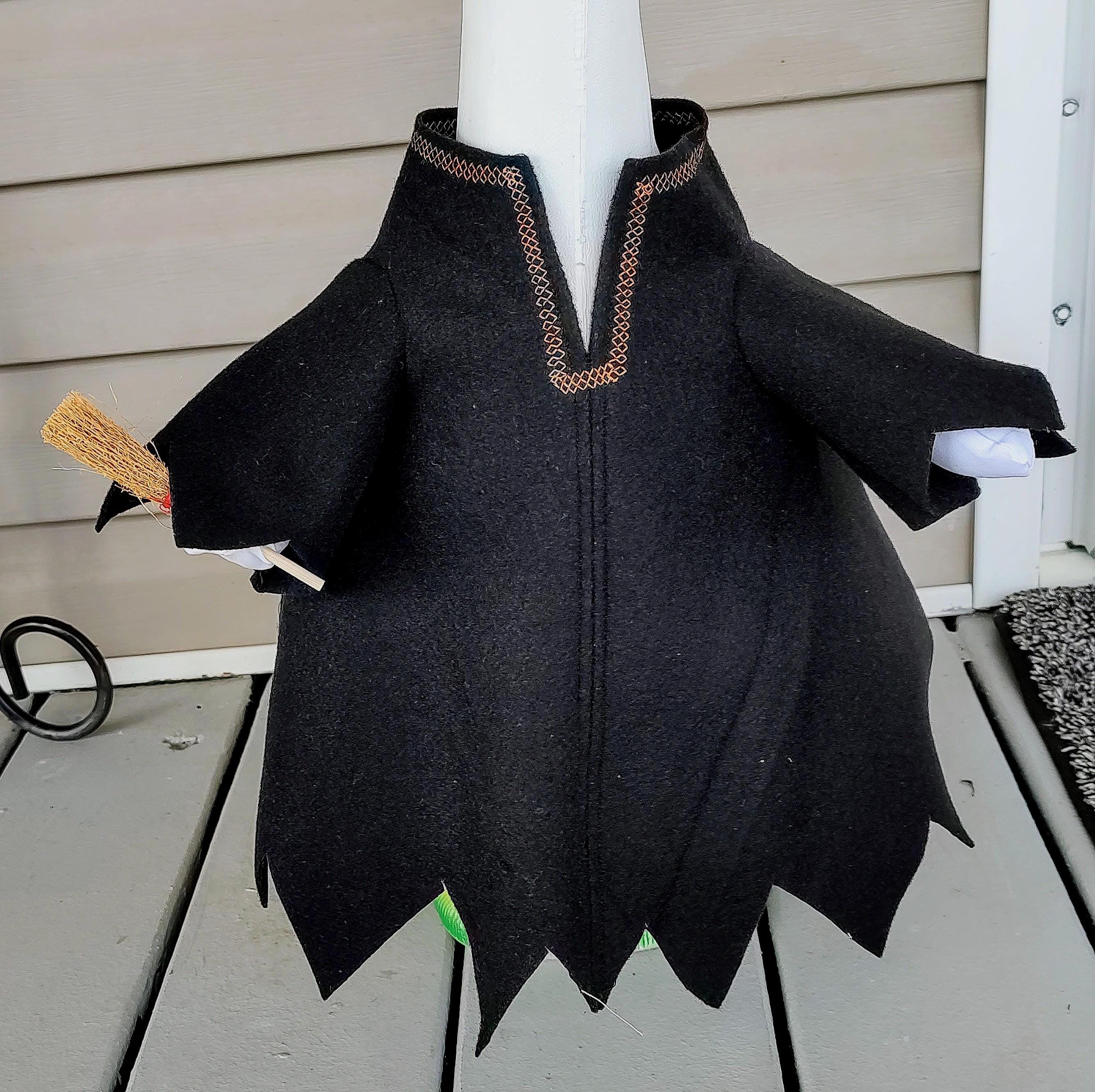 Porch Goose Clothes - A Real Witch Outfit "with Broom" in Black Felt for 23 to 25 inch Plastic or Concrete Lawn Goose - Handmade by Me