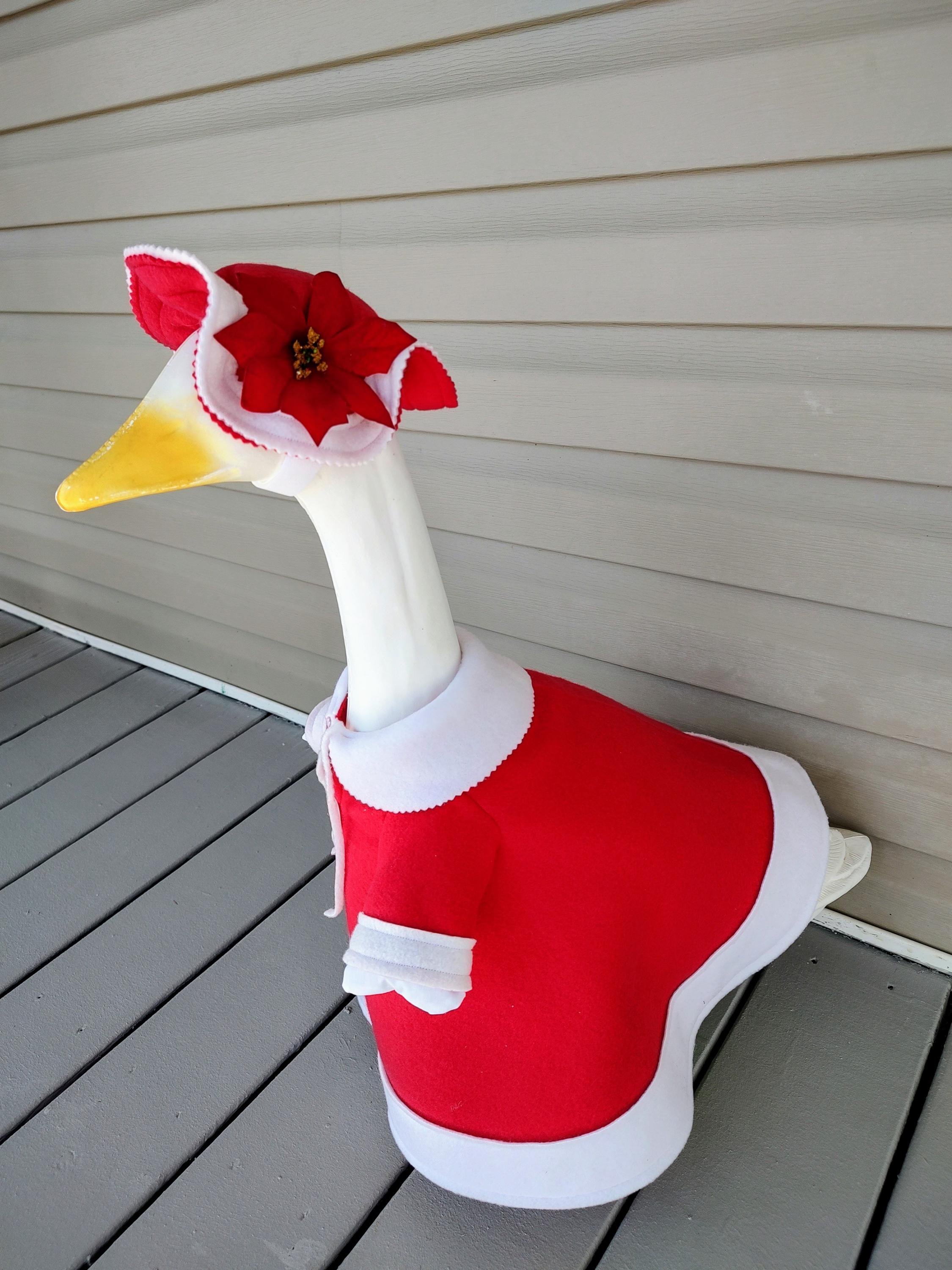 Mrs Santa Clause Goose Outfit - A Great Gift - A perfect compliment to Santa Clause -  Fits 23 to 25 inch Plastic or Cement Porch Goose