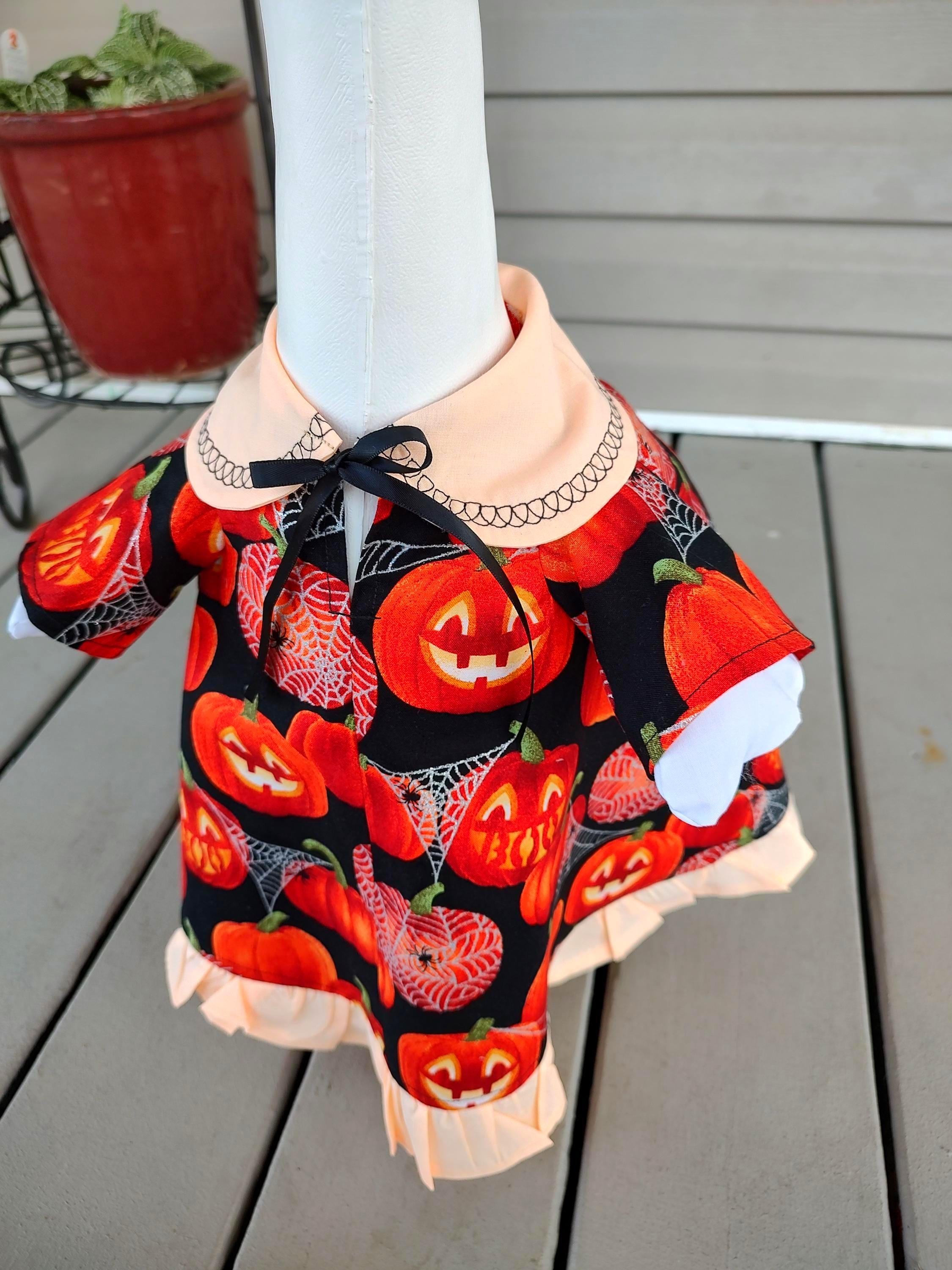 Halloween Goose Outfit -It's surely "One of a Kind" Porch Goose Outfit with Brightly Lighted Pumpkins, Spider and Webs -Fits 23 to 25" Goose
