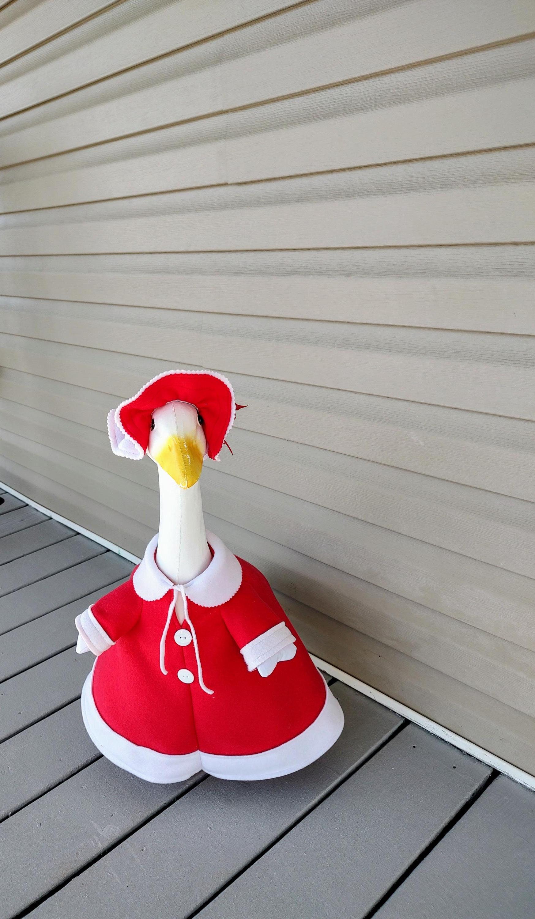 Mrs Santa Clause Goose Outfit - A Great Gift - A perfect compliment to Santa Clause -  Fits 23 to 25 inch Plastic or Cement Porch Goose
