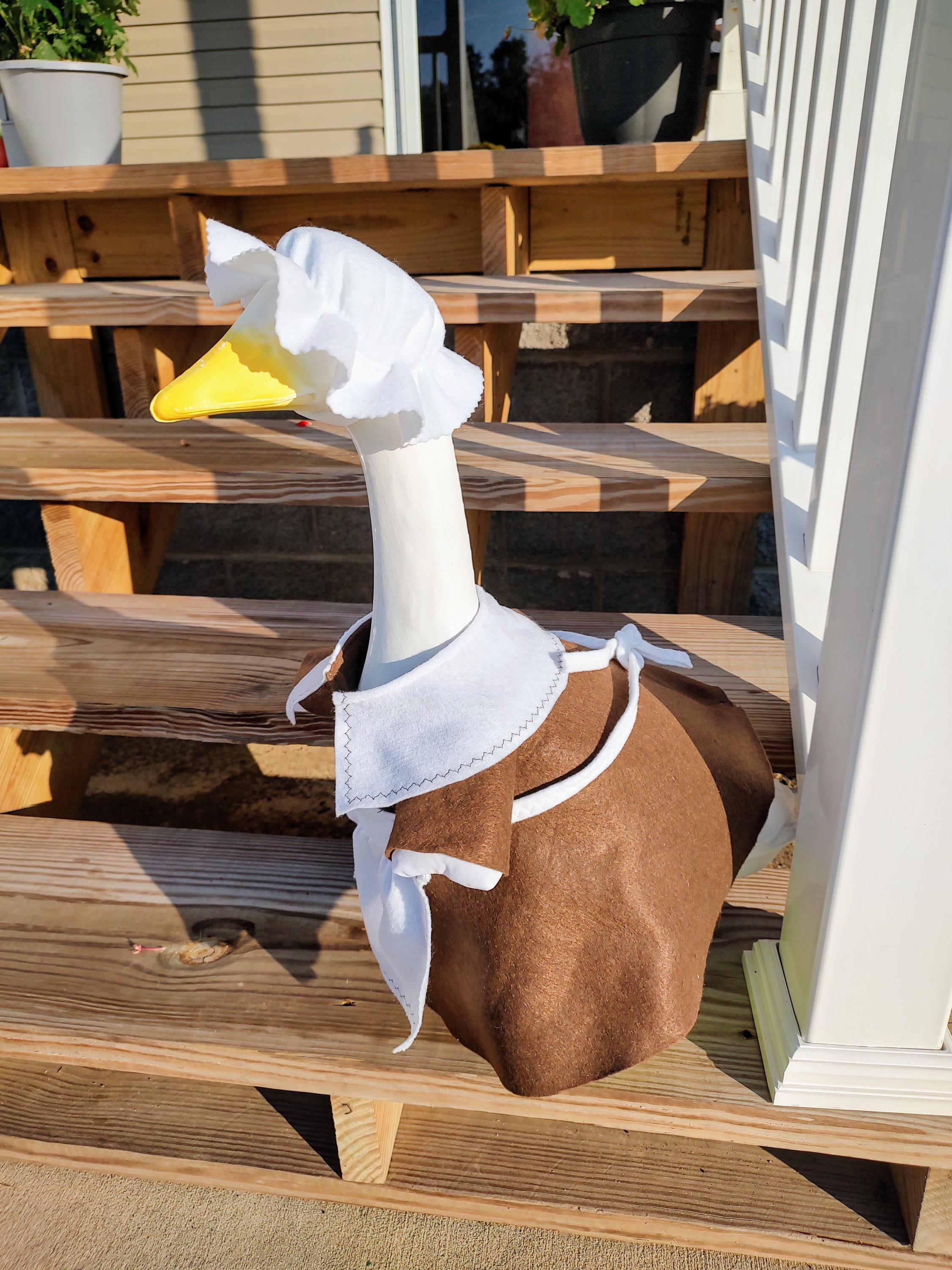 Goose Outfit - Fall Sarah Pilgrim Lawn Goose Clothes - Thanksgiving Goose Outfit - Fits 23"to 25" Plastic/Cement Porch Goose, Handmade by Me