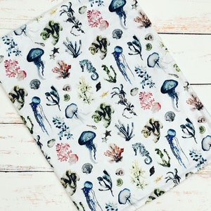 Large Ocean Lovey Cuddle Blanket • Security Blanket • Stroller Cuddle • Ultra Soft •