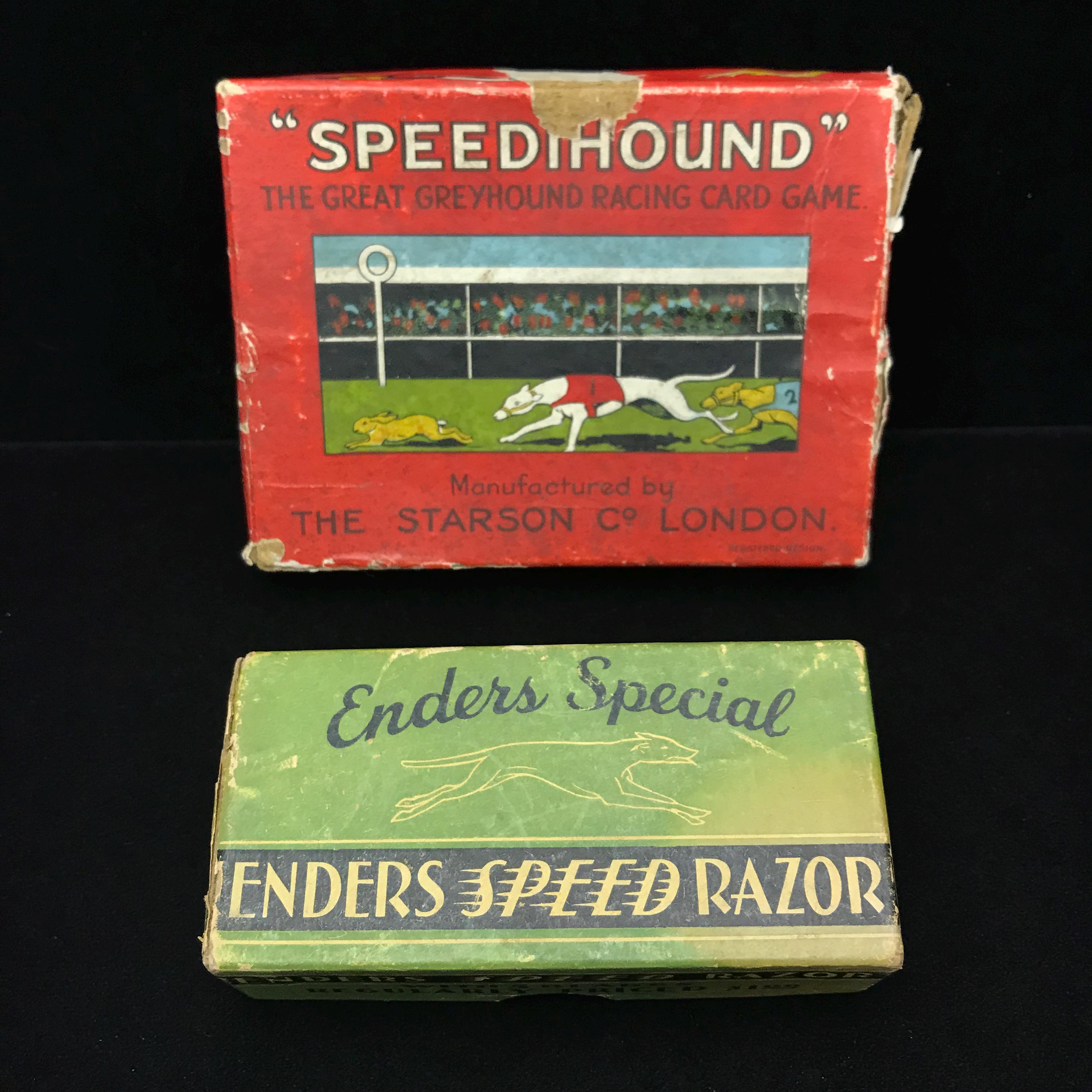 PAIR of Greyhound Boxes Circa 1930s; Speedhound Card Game,speed