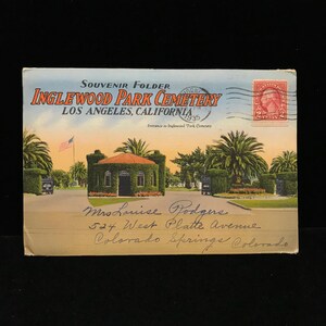 Vintage L.A. Friedhof FOLD OUT Postkarte c.1930//Los Angeles Cemetery Postkarte//vintage Cemetery Ordner Postkarte//Inglewood Park Cemetery
