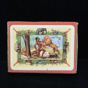 Carte da gioco d'epoca - Visita l'Africa orientale //mazzo di carte d'epoca, immagini dell'Africa //mazzo di carte degli anni '60