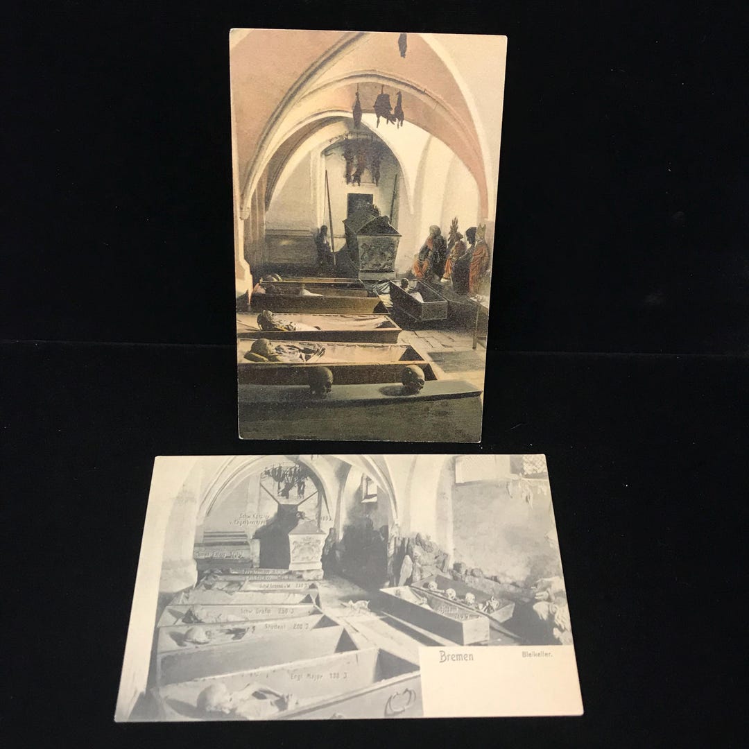 PAIR Bremen Catacombs Postcards//vintage Skeleton Postcards//german ...