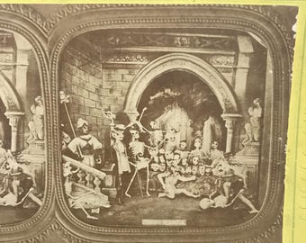 Estereoscopio antiguo Diablerie // Tarjeta estereoscópica original de los demonios danzantes // Estereoscópica de Satanás - Un viaje por las regiones inferiores