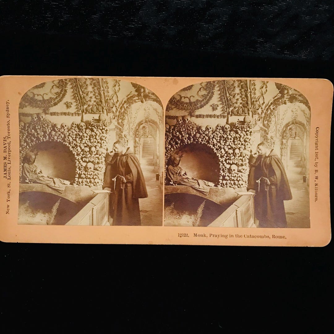 Ossuary Rome Rome Catacombs Stereoview Card//vintage Skeleton Stereoscope Card ...