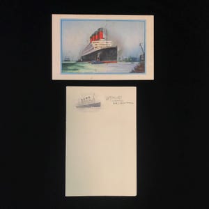 PAAR vintage Aquitania-verzamelobjecten//PAAR ca. 1914 Aquitania-notitiepapier//PAAR vintage Cunard Line-advertentiekaarten//vintage verzamelobject oceaanstomer