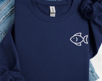 Fishing Sweatshirts, Fishing Gifts For Her, Fishing Gifts For Him, Embroidered Fishing Sweatshirt, Embroidered Fish Sweatshirt, Fishing Top