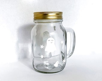 Boo Bash Glass Mason Jar Mug w/ Handle