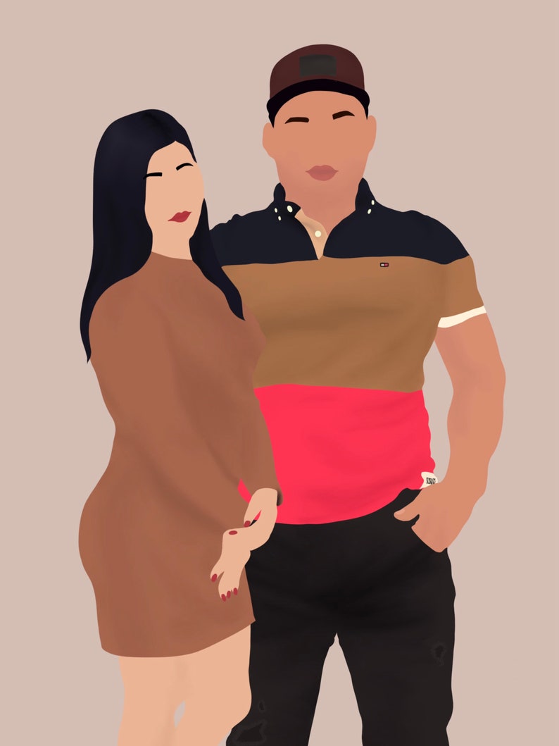 CUSTOM DIGITAL PORTRAIT drawing, simple, minimalist, color block, illustration. image 3