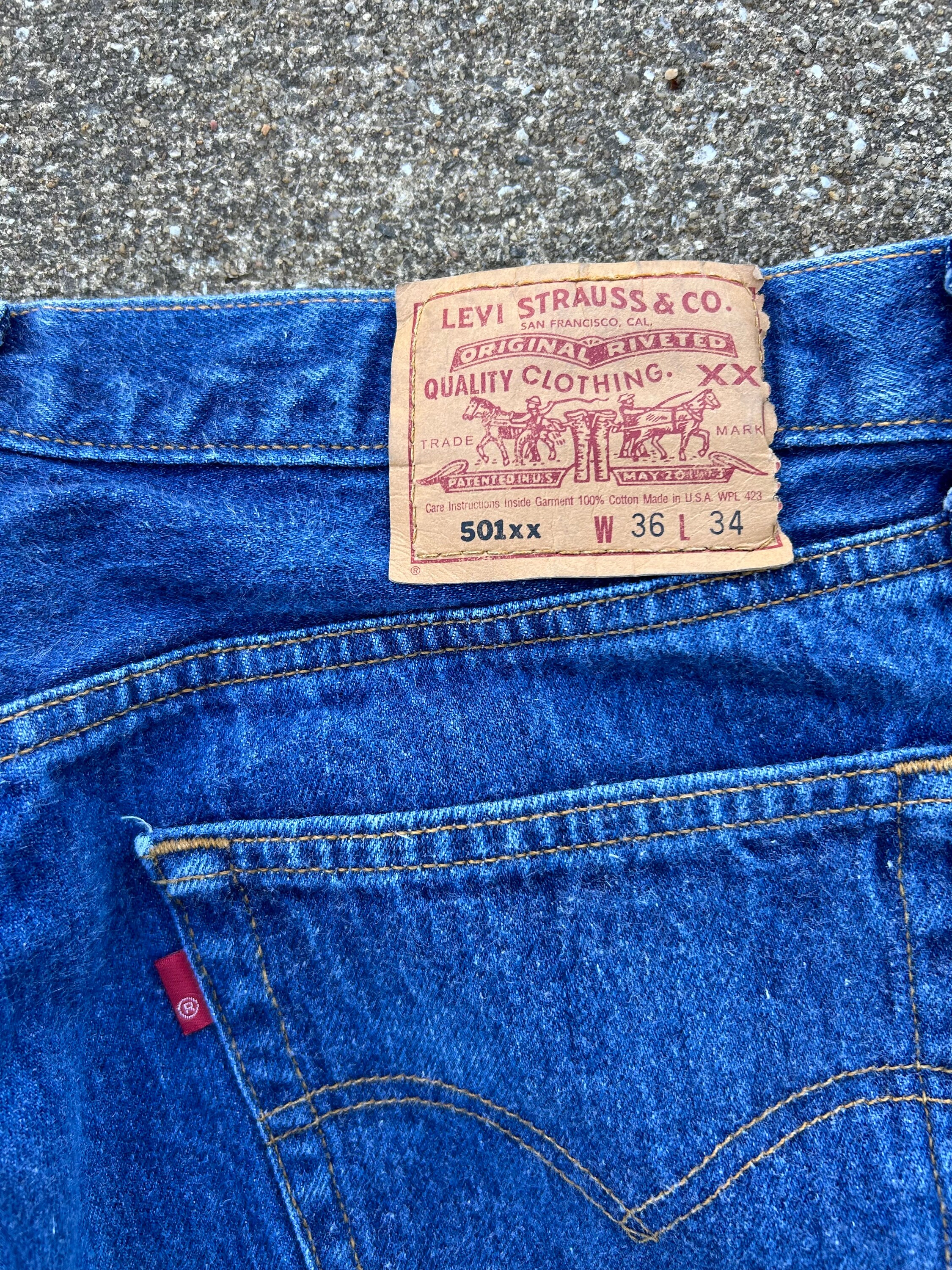 Vintage 90s Levi's 501xx 32.5x30(tag 36x34)button Fly 100