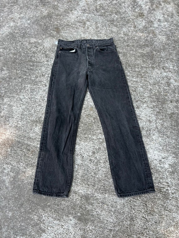 Vintage Levis Black 501 Button Fly 30x30tag 32x30 100% Cotton 