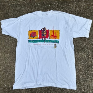 Vintage 1996 white medium, single stitch T-shirt.  Front: Kentucky Derby 123 Churchill Downs•Louisville,KY•May, 3 1997  Super cool graphics