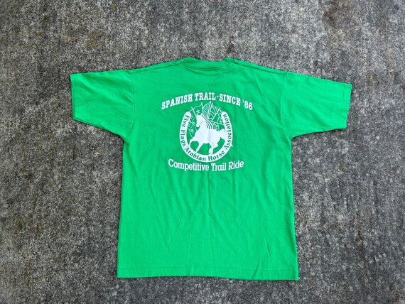 Vintage medium green single stitch T-shirt.   Spa… - image 4