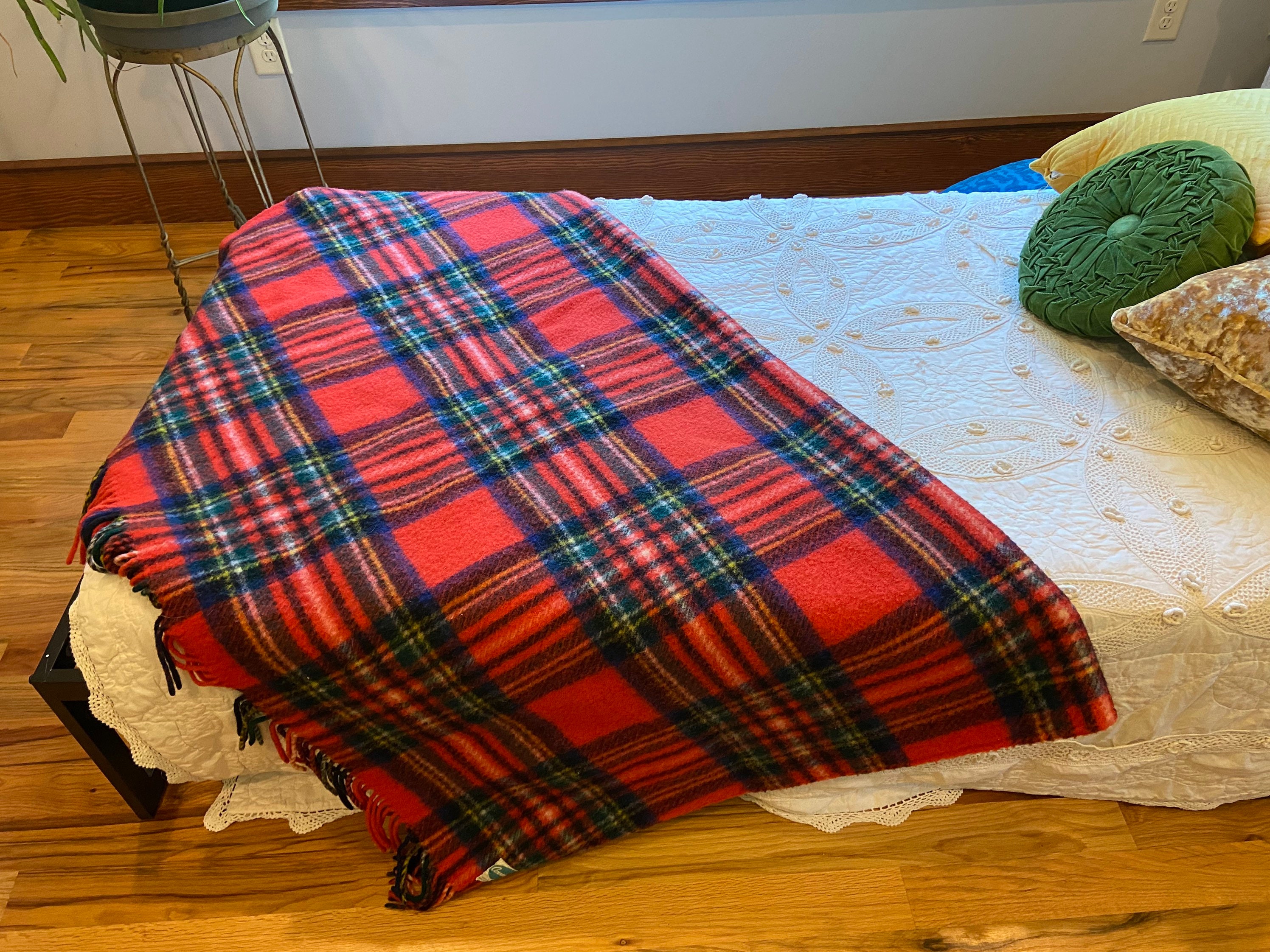 Connemara 68x58 Pure Wool Blanket throw. Woven in Foxford Ireland for Shannon Free Airport. Very Minor Holes. Medium Thick Wool. Etsy UK