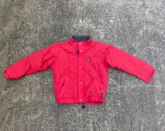 Vintage Patagonia Red Nylon and Fleece Zipper Front Jacket