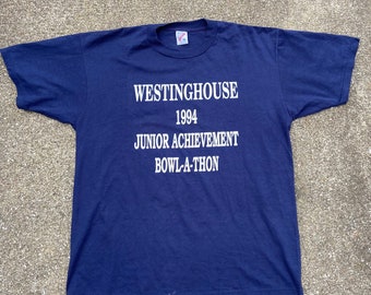 Vintage Jerzees Large Navy Blue T-shirt. Westinghouse 1994 Junior 