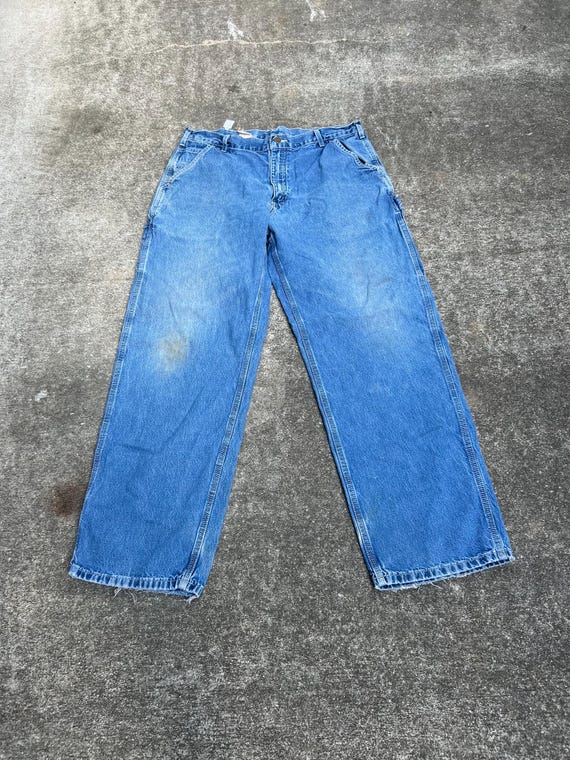 00s MEXICO製 CARHARTT W32×L30 B113 DENIM Carhartt Relaxed Fit Men's Blue Denim Dark Wash Workwear