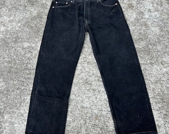 Vintage 1990s Levis 501 Black Denim 34x31 Jeans Button Fly