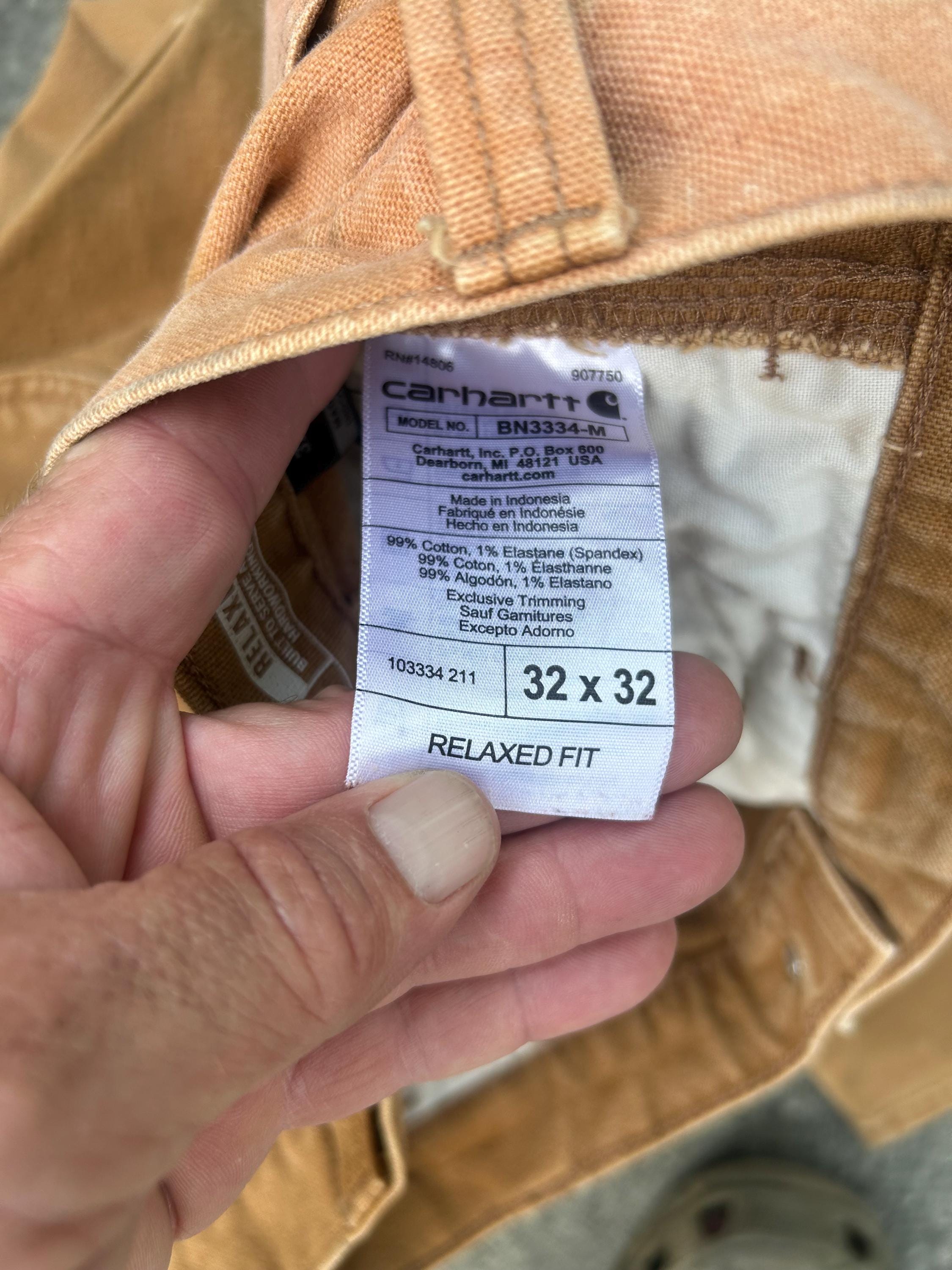 Carhartt 31x30(tag 32x32) Relaxed Fit Tan/bleach Stained Double