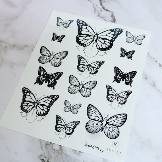 Temporary butterfly tattoos | unique temporary tattoo | butterflies multiple sizes| gift idea girl