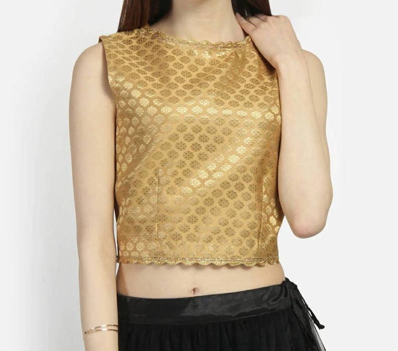 Golden Brocade Art silk blouse wedding blouse readymade blouse indian designer partywear blouse blouses for bridesmaids suitable for saree