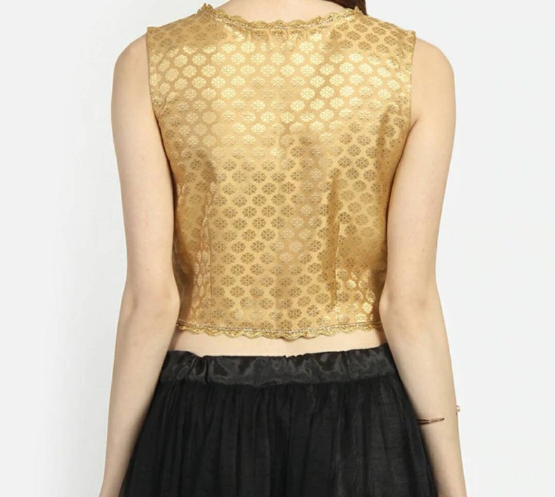 Golden Brocade Art silk blouse wedding blouse readymade blouse indian designer partywear blouse blouses for bridesmaids suitable for saree