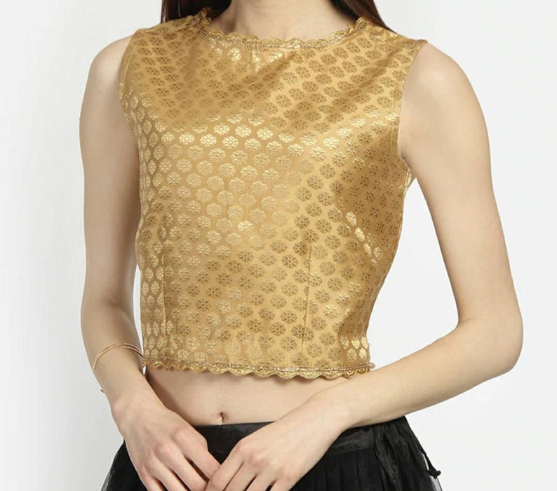 Golden Brocade Art silk blouse wedding blouse readymade blouse indian designer partywear blouse blouses for bridesmaids suitable for saree