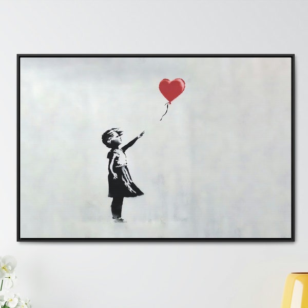 Banksy- Red Balloon Girl, Wall Art, Banksy Girl With Heart Balloon, Bespoke Unique Artwork, Digital Download High Resolution (7680x4320)