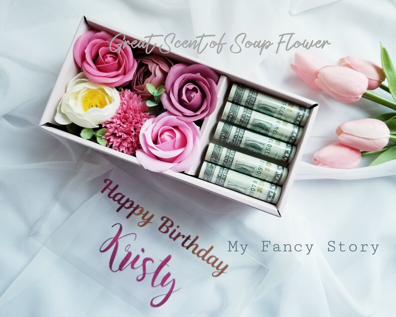 Personalized Soap Flower/ Cash/ Money Gift Box for Graduation Etsy