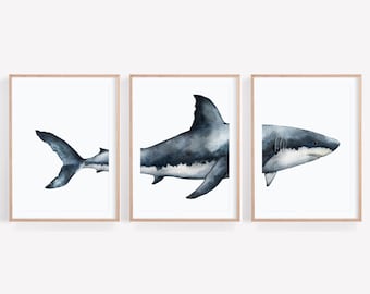Shark Art Print Etsy