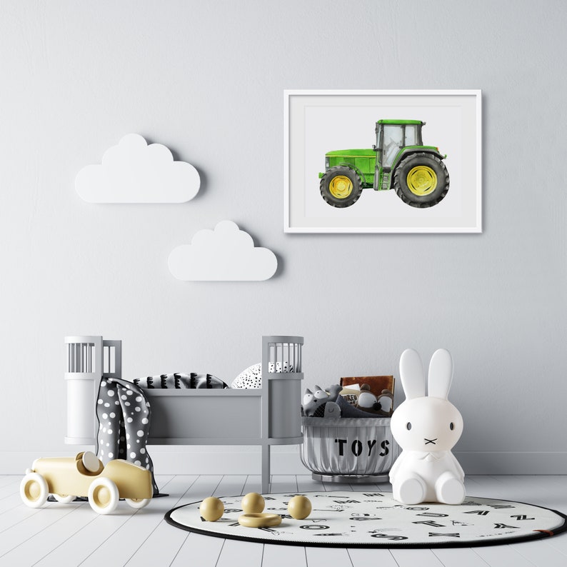 Green Printable Tractor Vintage tractor Boys room Decor Etsy