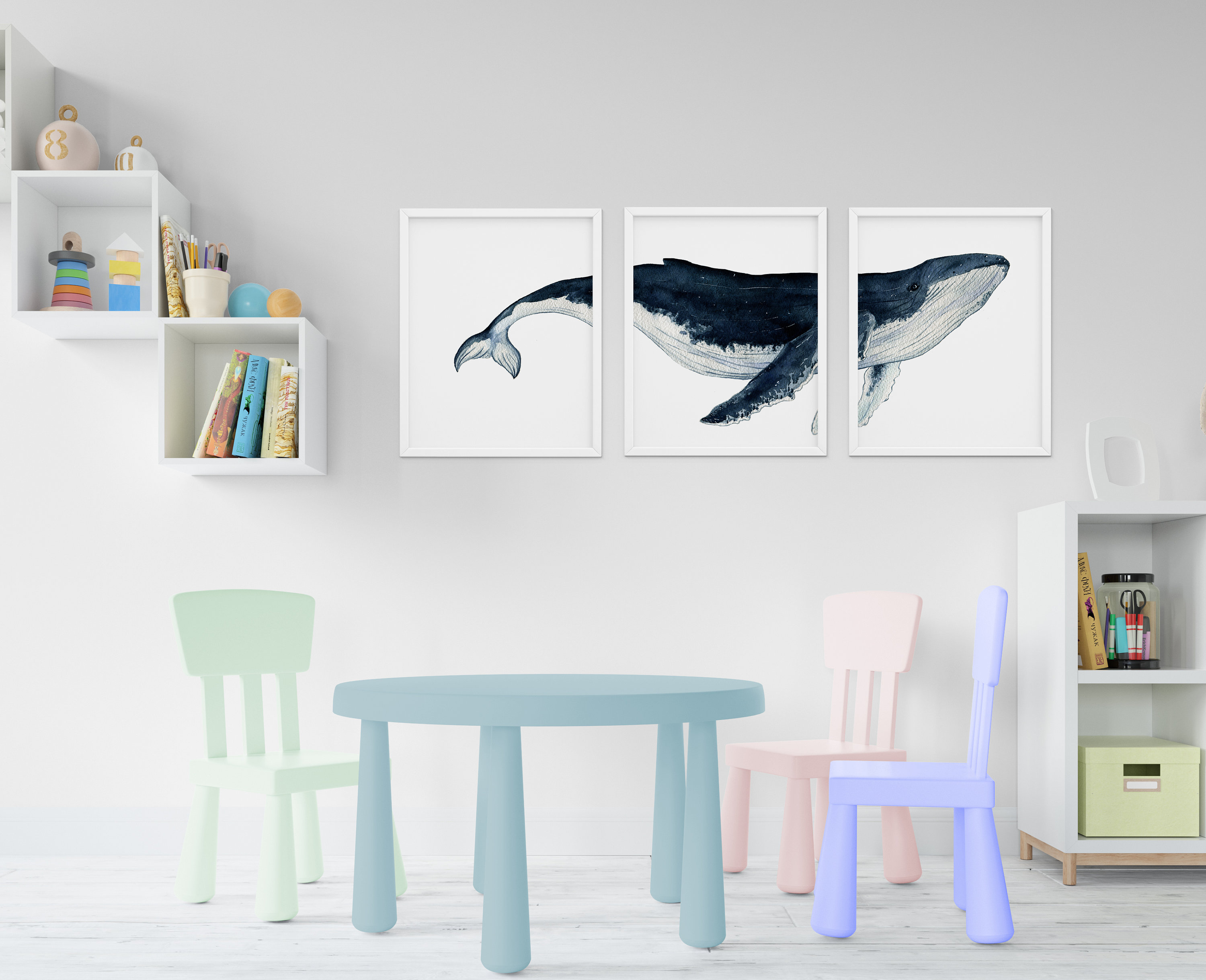 Humpback Whale Art SET OF 3 Printable Wall Art Whale Art - Etsy