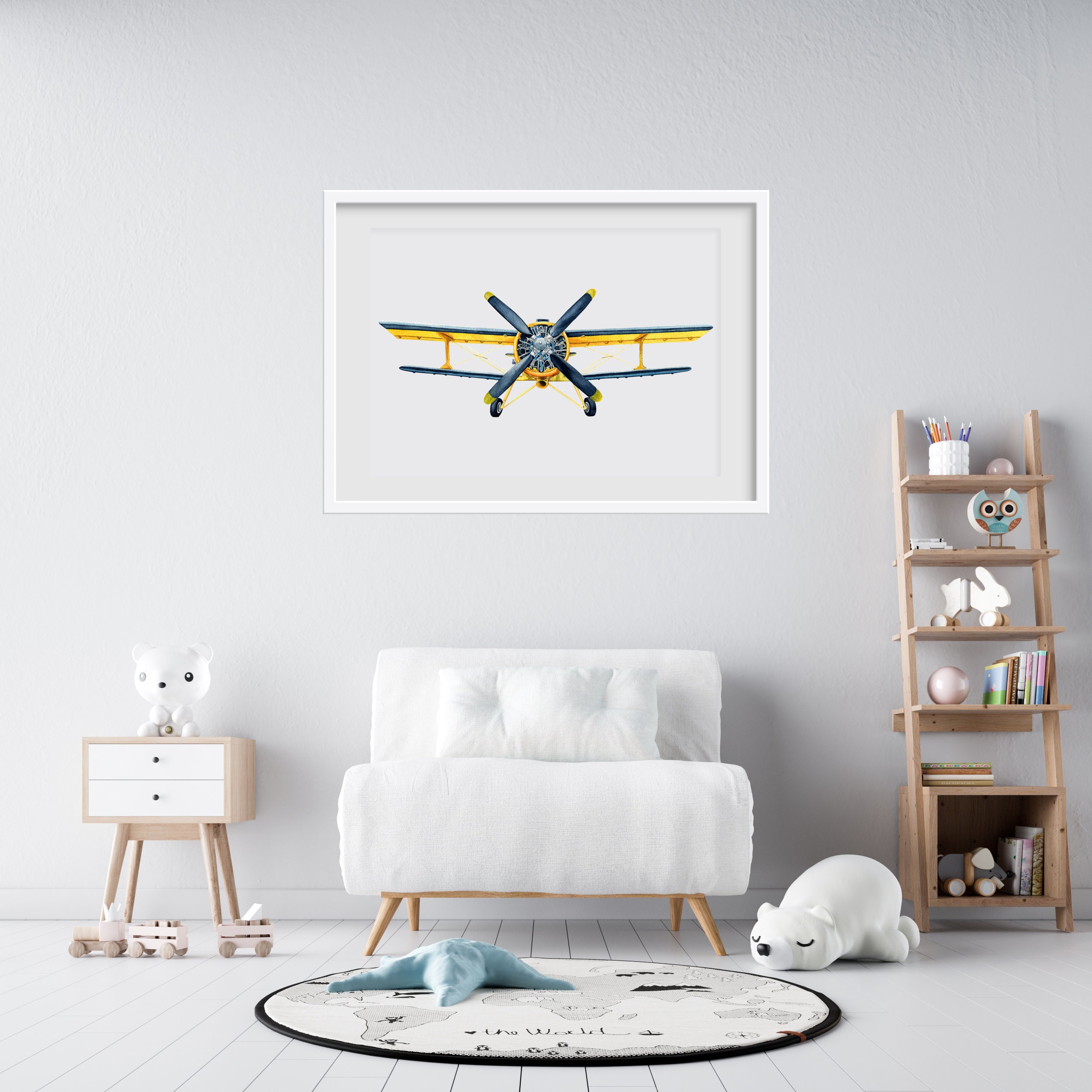 Printable Airplane Vintage Biplane Boys Room Airplane Decor Etsy